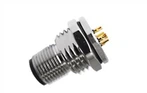 M12 mannelijk soldeertype, voorkant bevestigd A-Codering 17PIN PG9