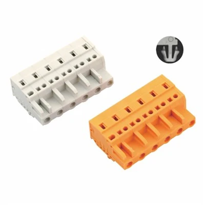 Veerplug vrouwelijk aansluitblok 7,5/7,62 mm met vaste kolom